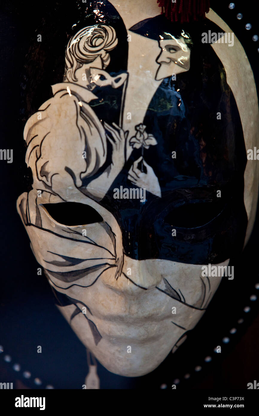 Carnival Mask in a Venice shop window, Venice, Italy, Stock Photo