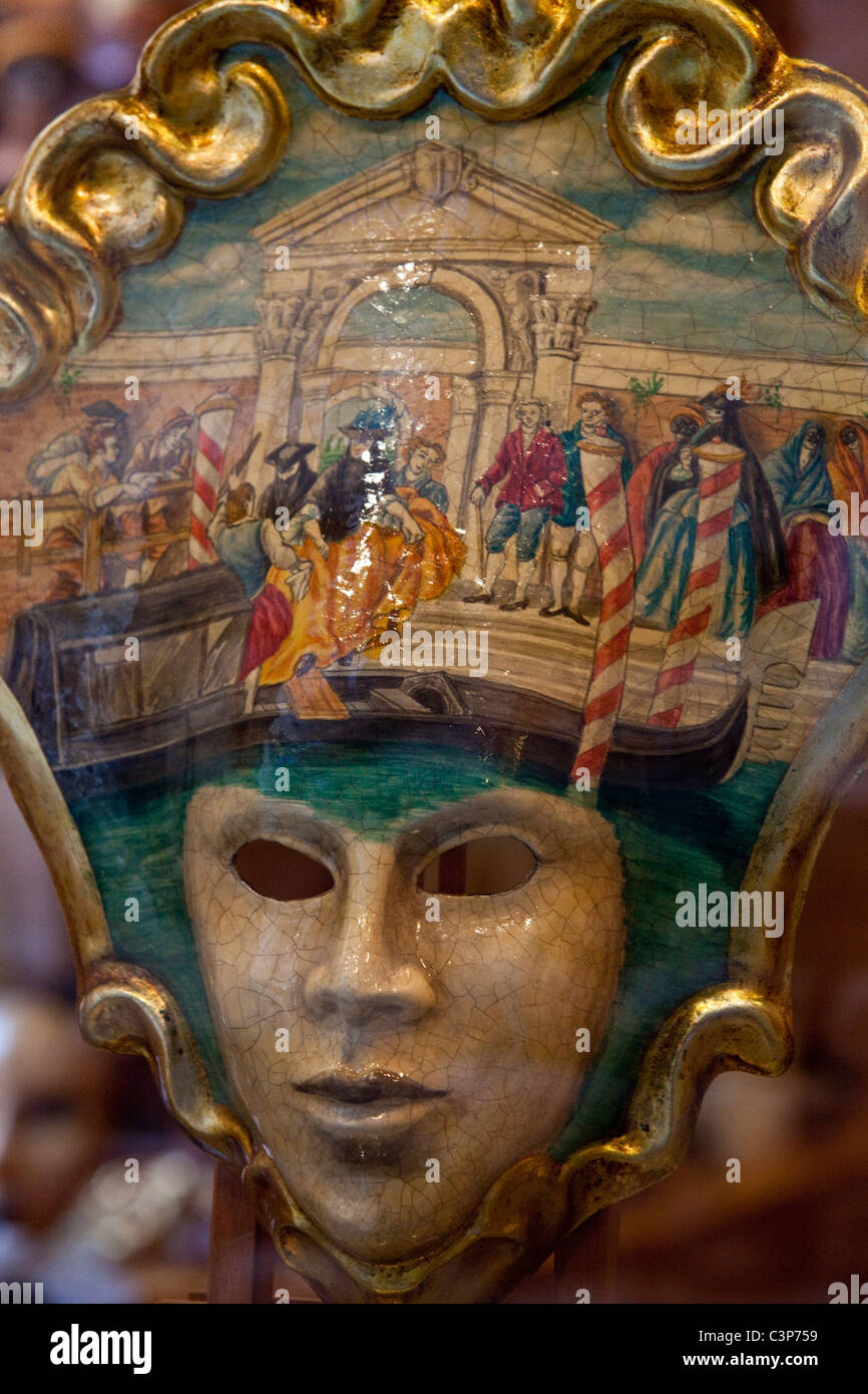 Carnival Mask in a Venice shop window, Venice, Italy, Stock Photo
