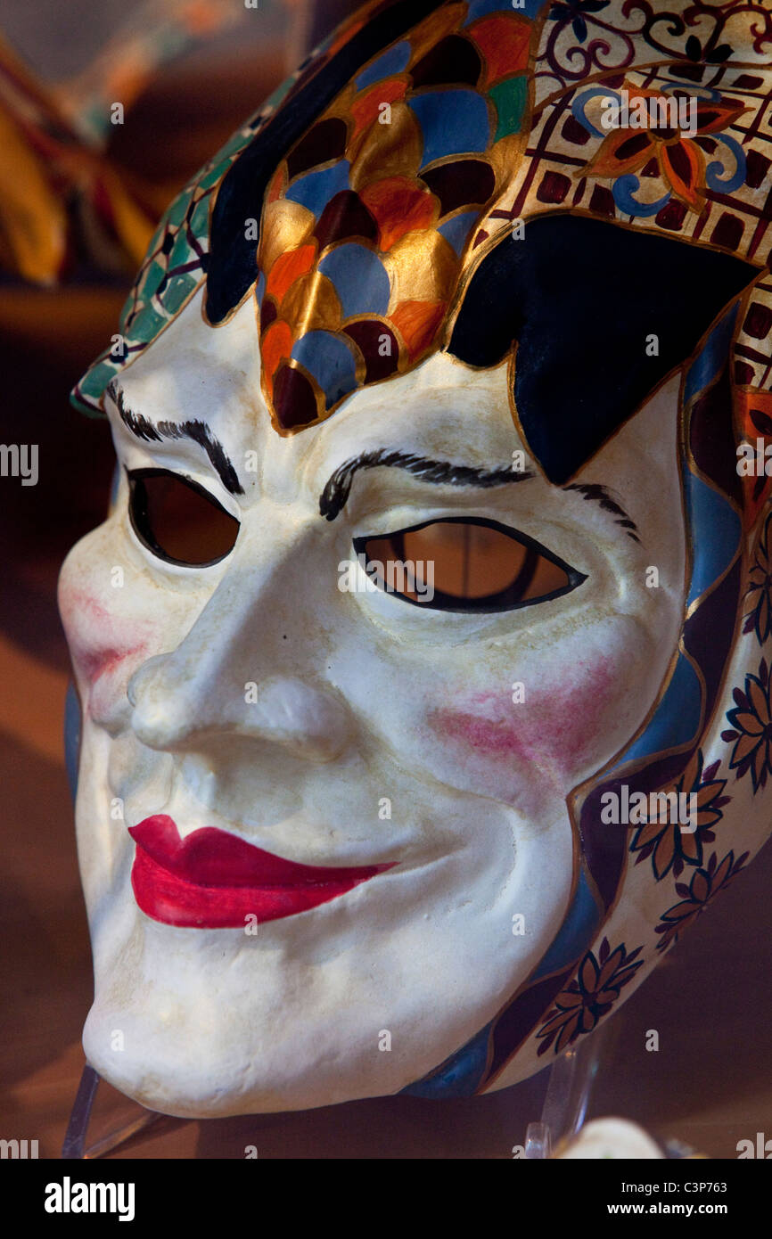 Carnival Mask in a Venice shop window, Venice, Italy, Stock Photo