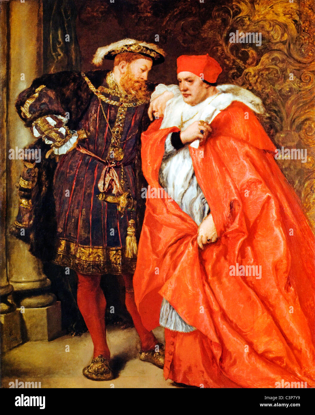 Henry VIII and Cardinal Wolsey, painting by Sir John Gilbert in 1888, Ego et Rex Meus, Me and My King Stock Photo
