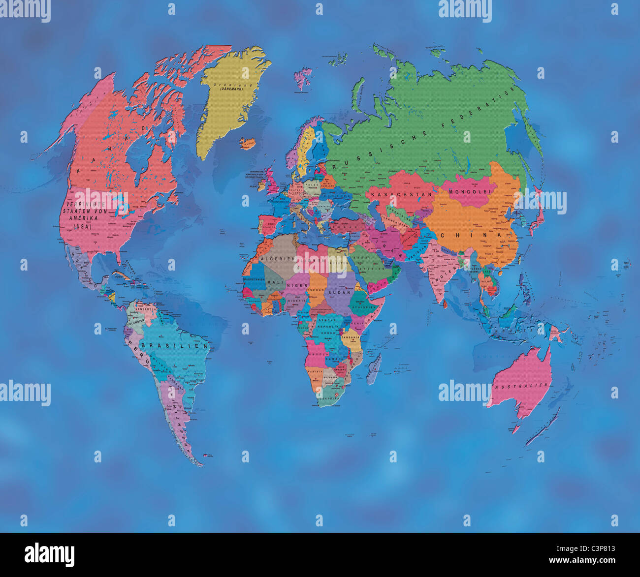 world map in colourful