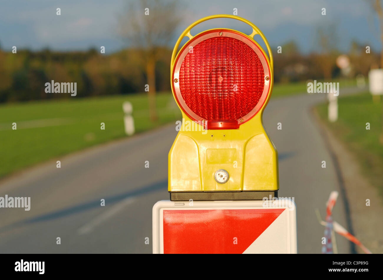 Germany, Signal lamp on road, close-up Stock Photo