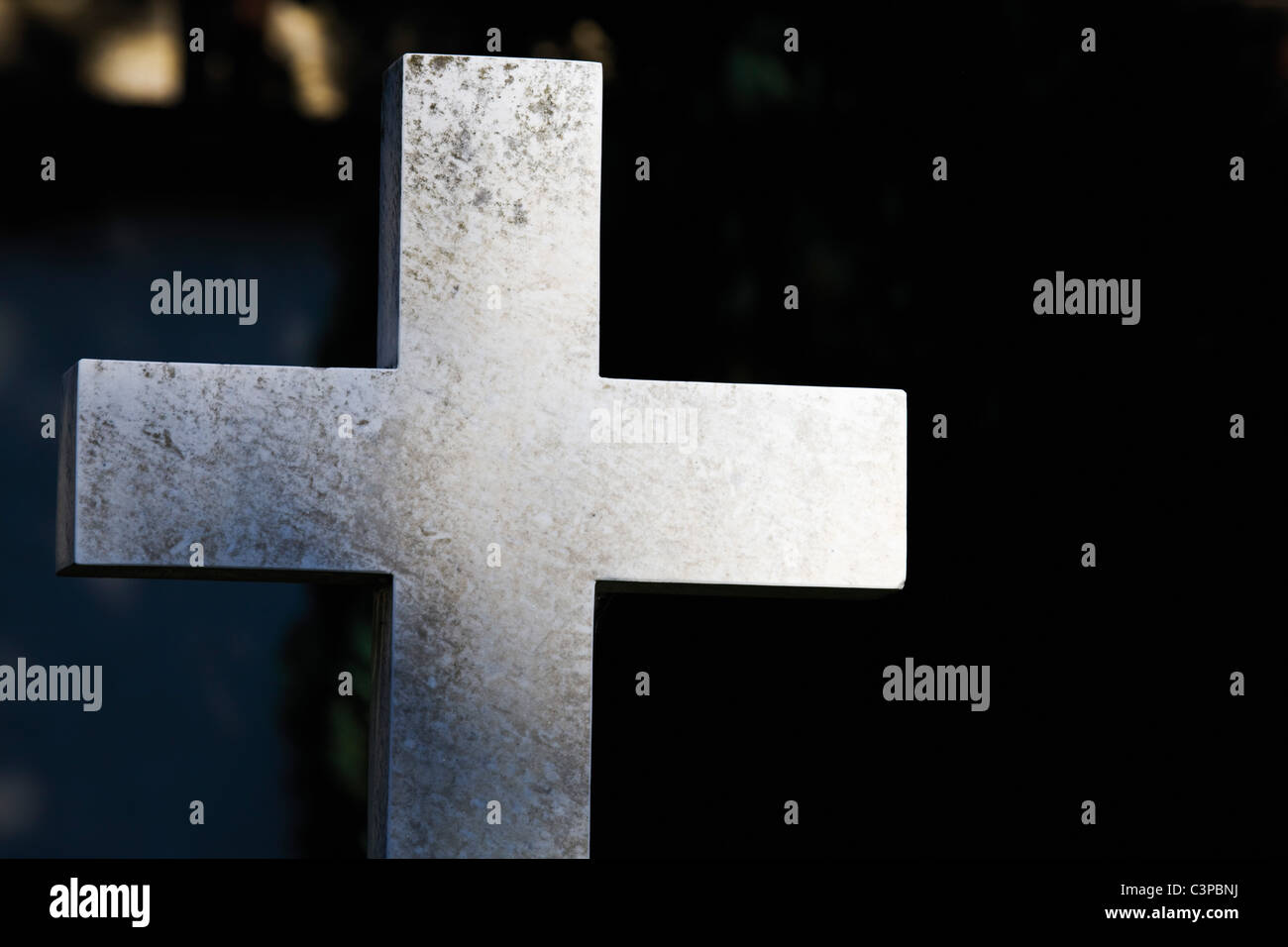 Germany, Bavaria, Allgaeu, FÃ¼ssen, Germany, Bavaria, Allgaeu, FÃ¼ssen, View of religious cross at cemetery Stock Photo