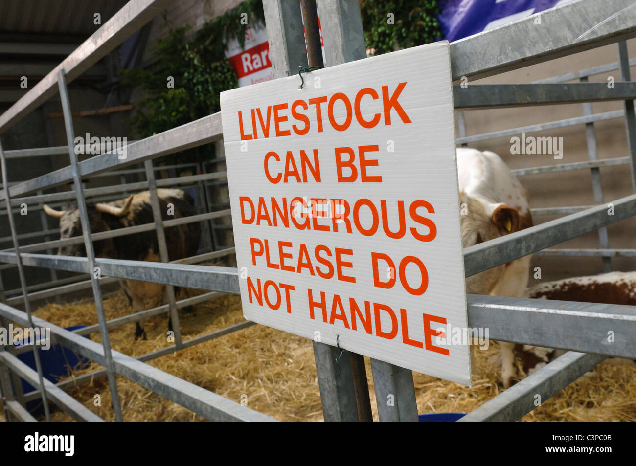 Sign warning that livestock can be dangerous Stock Photo Alamy