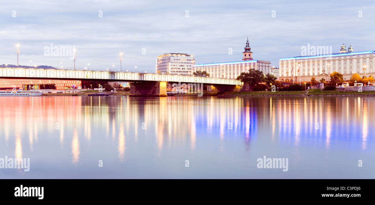 Austria, Linz, Bridge over Donau river Stock Photo