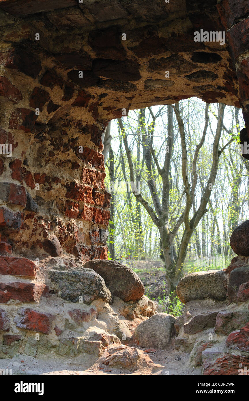 Brick wall of old castle Balga in Prussia, Kaliningrad region, Russia Stock Photo