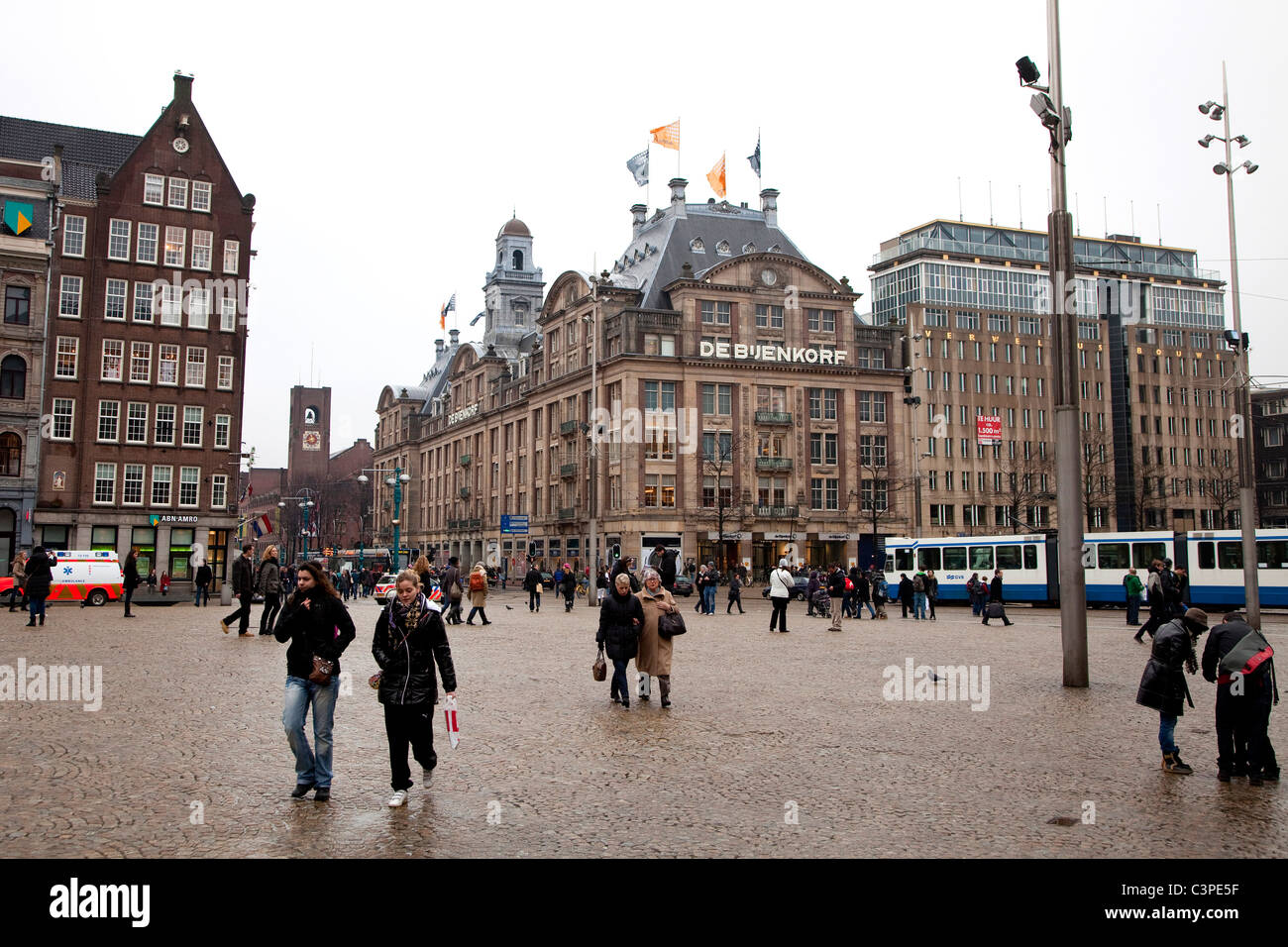 Dam square, Amsterdam, The Netherlands, Holland Stock Photo