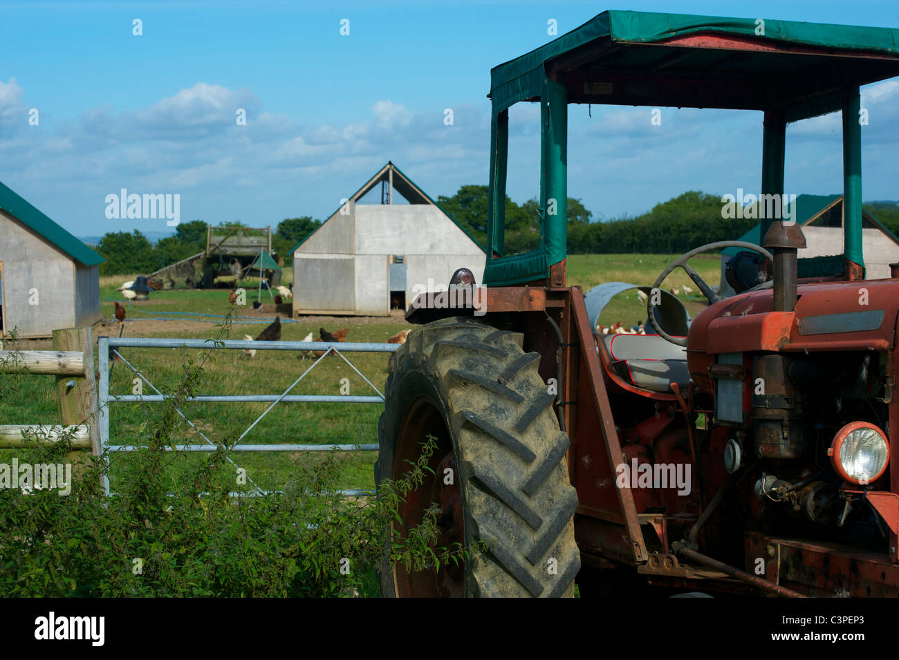 Tractor on a traditional Devon farm Stock Photo Alamy