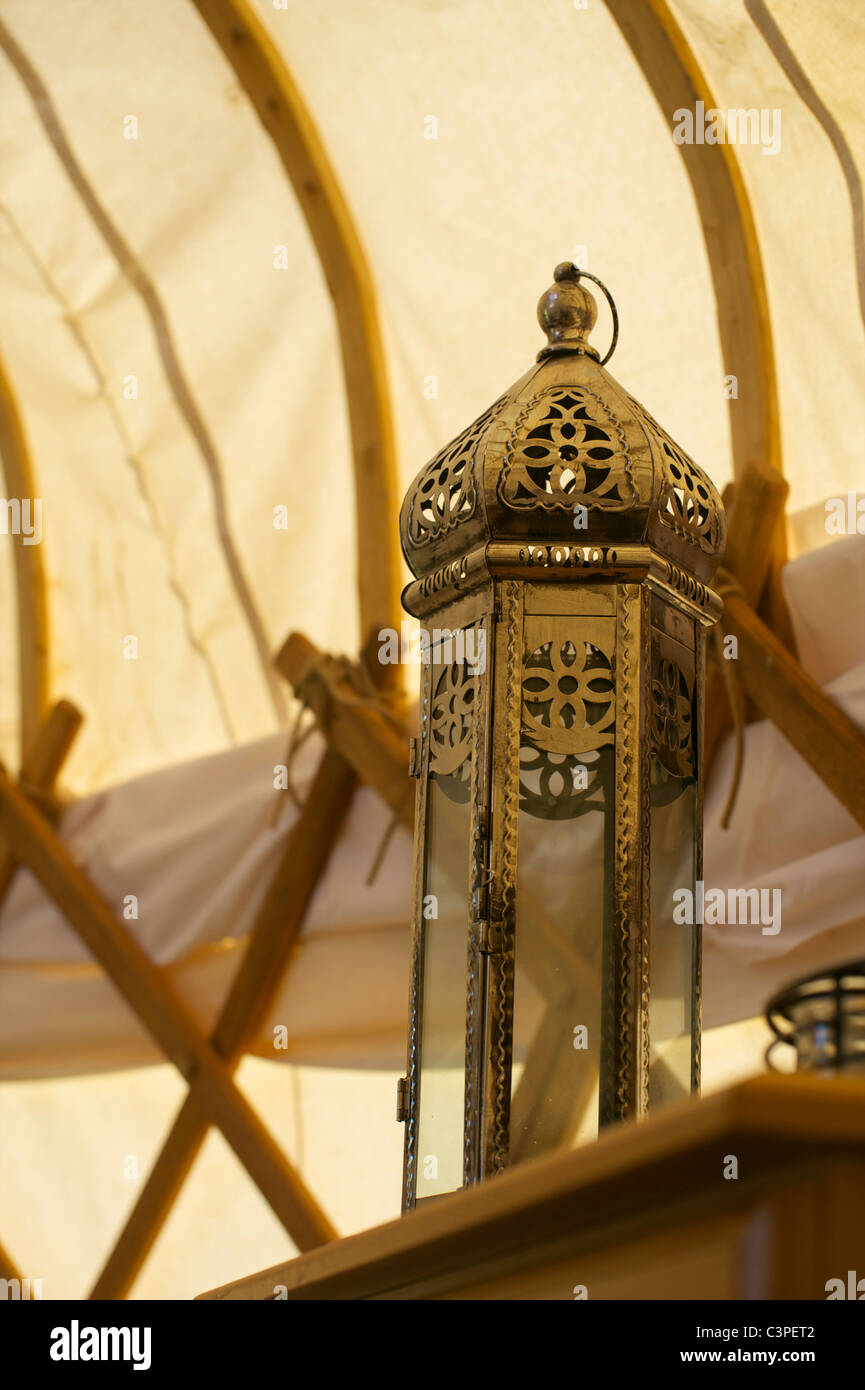 Candle holder inside a yurt. Stock Photo