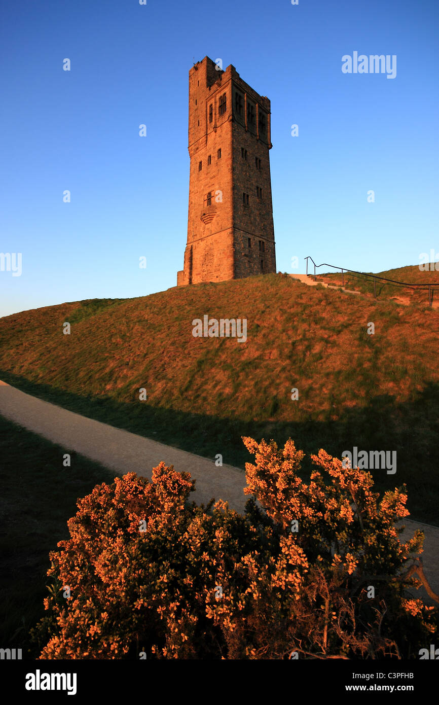 Victoria Tower at Castle Hill, a famous landmark in Huddersfield, West Yorkshire Stock Photo