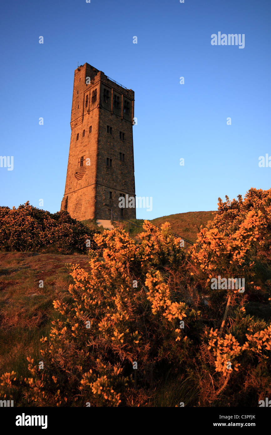 Victoria Tower at Castle Hill, a famous landmark in Huddersfield, West Yorkshire Stock Photo