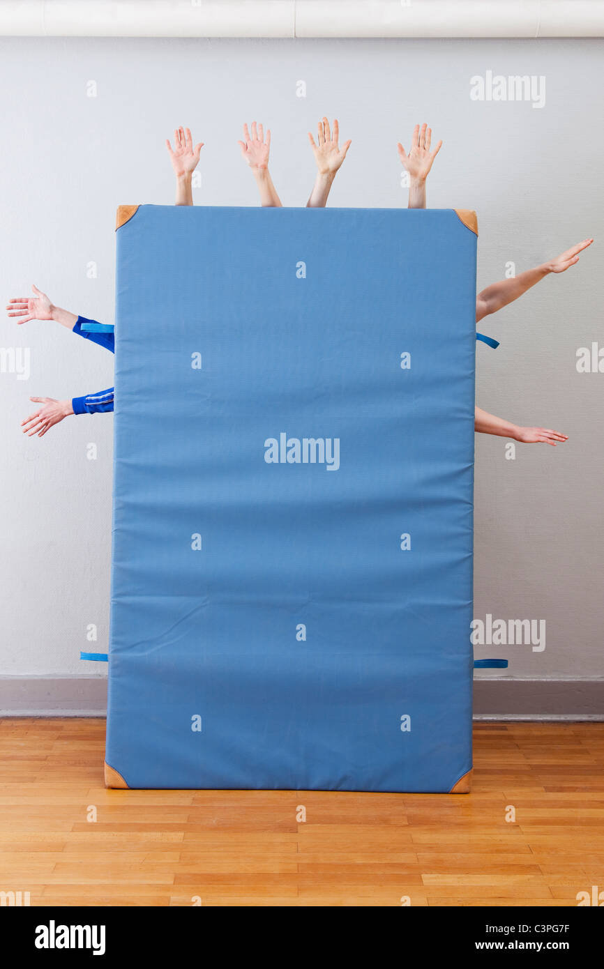 Germany, Berlin, People behind mat Stock Photo - Alamy