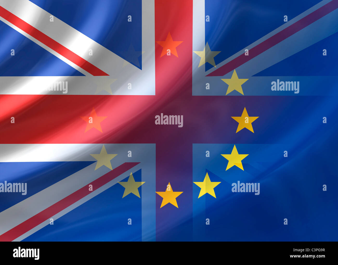 United Kingdom UK Great Britain GB and EU flag Stock Photo