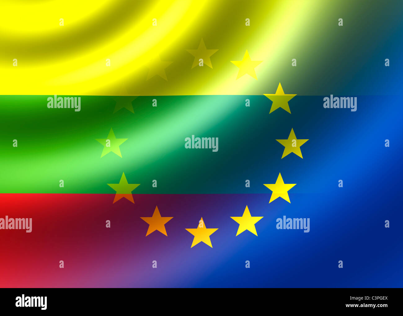 Lithuania and EU flag Stock Photo