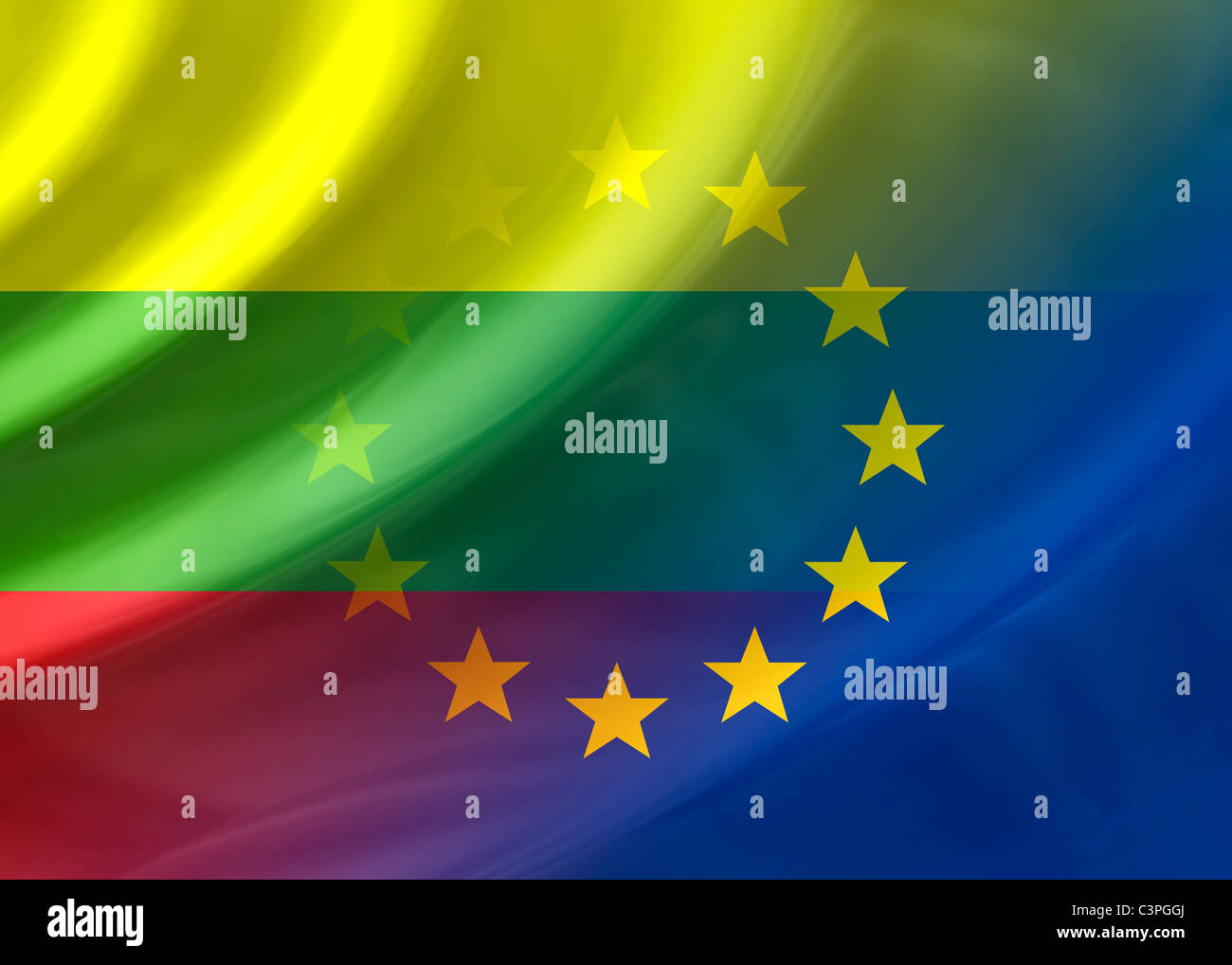 Lithuania and EU flag Stock Photo