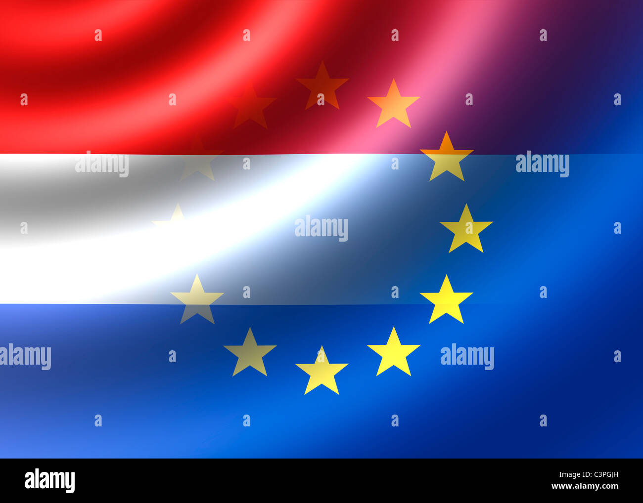 Netherlands and EU flag Stock Photo