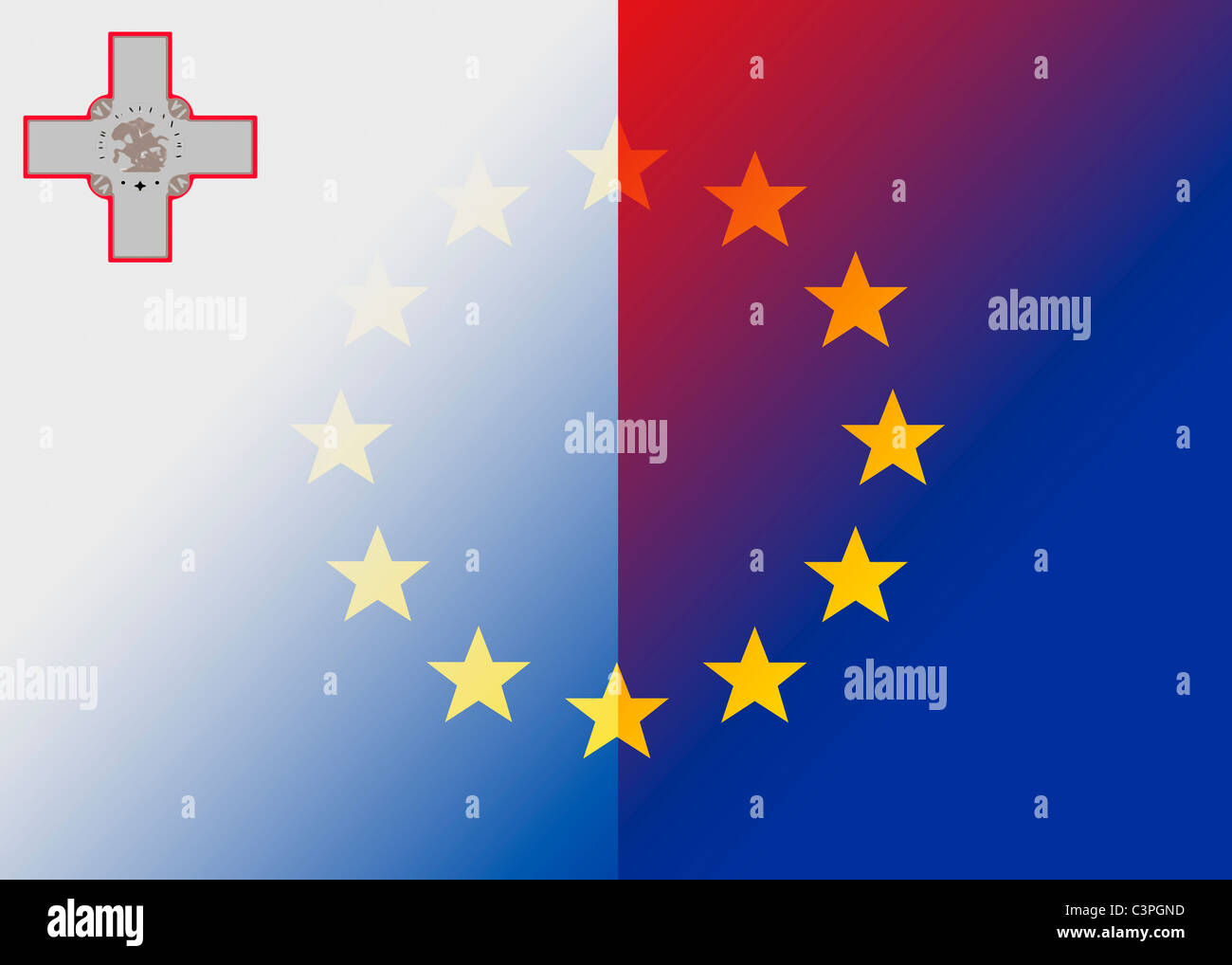 Malta and EU flag Stock Photo