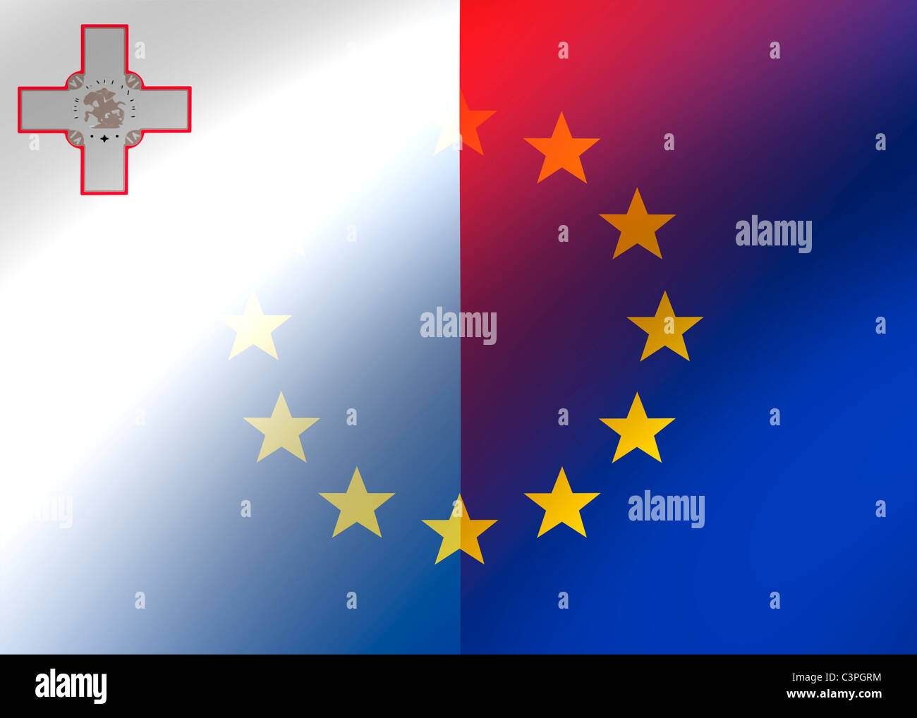 Malta and EU flag Stock Photo