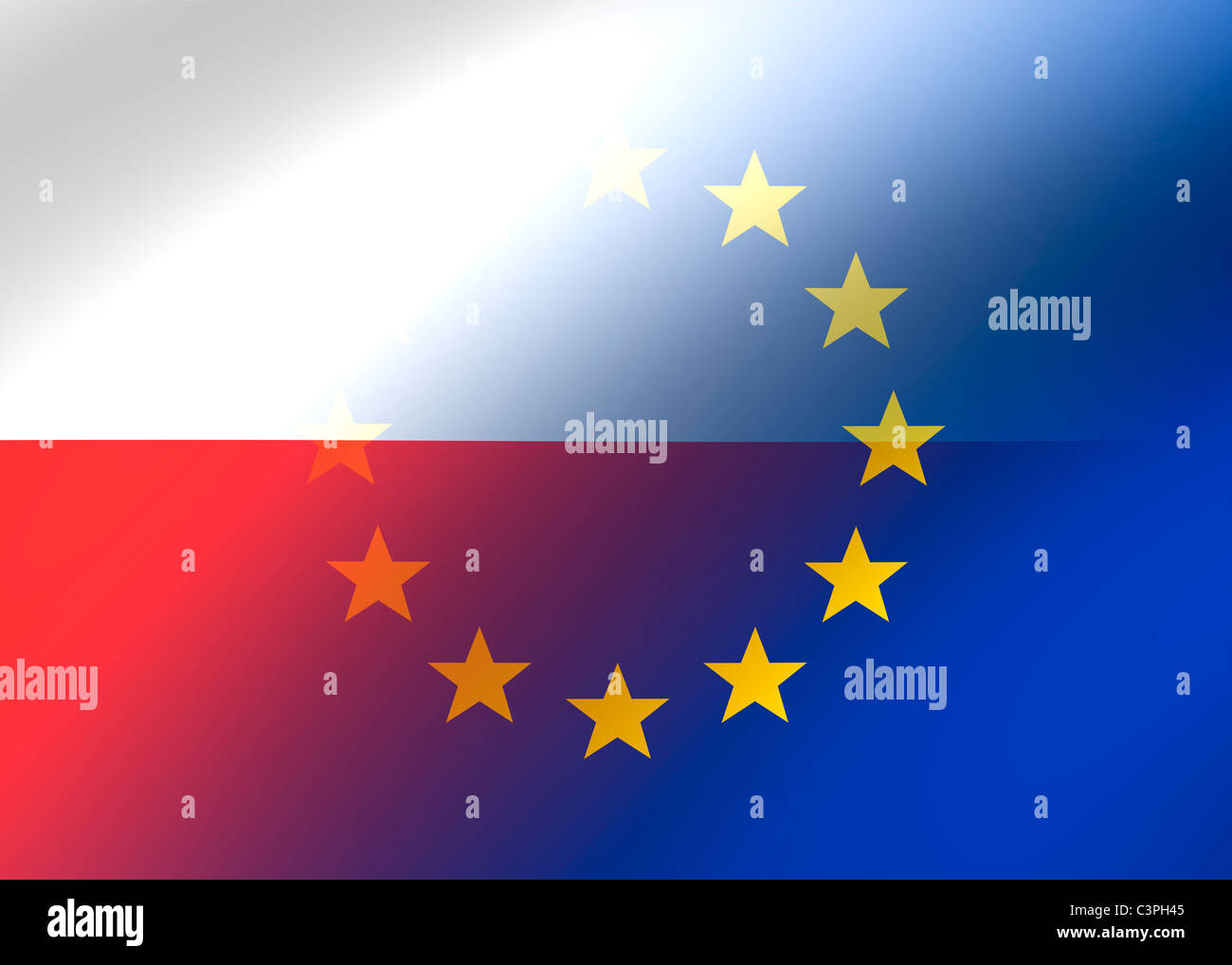Poland and EU flag Stock Photo