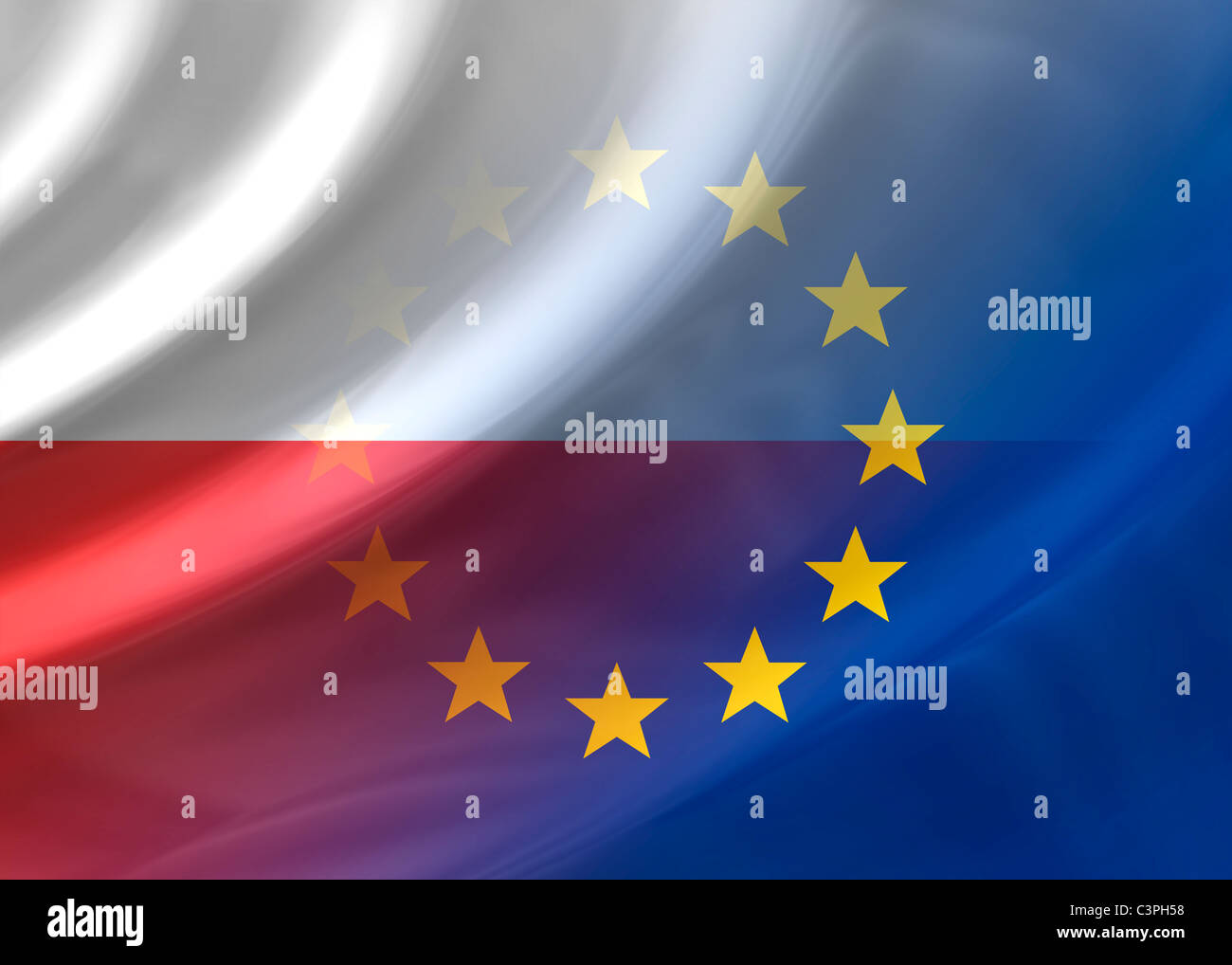 Poland and EU flag Stock Photo