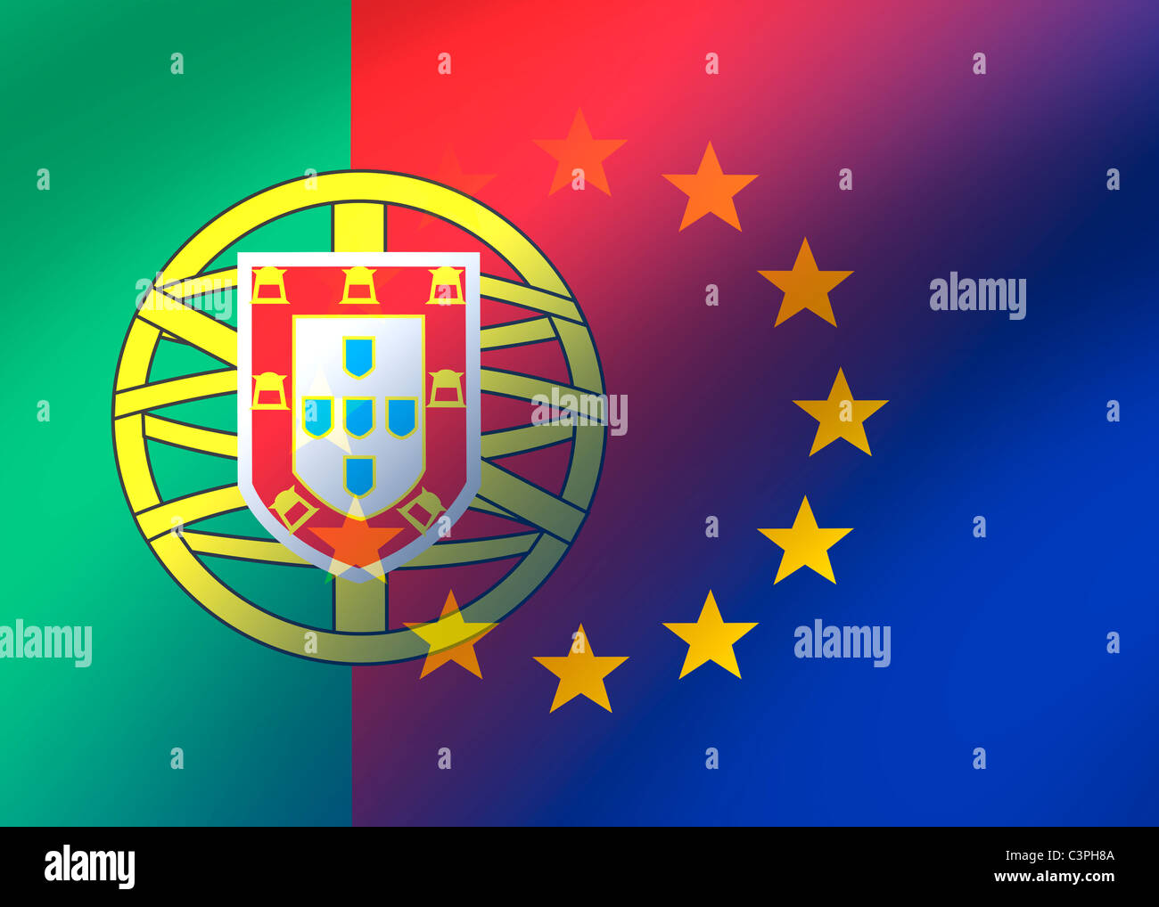Portugal and EU flag Stock Photo