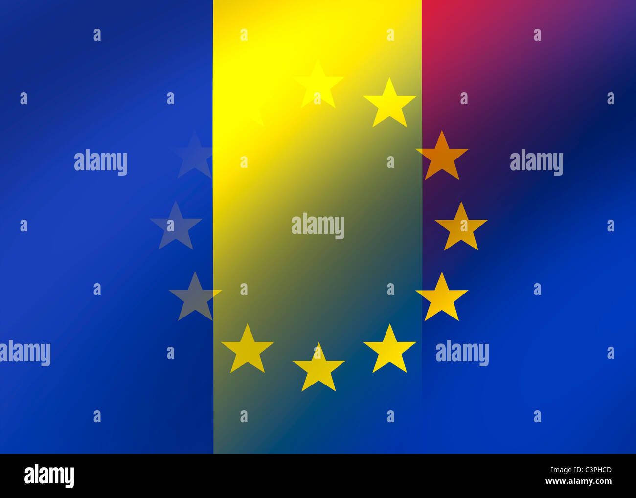 Romania and EU flag Stock Photo
