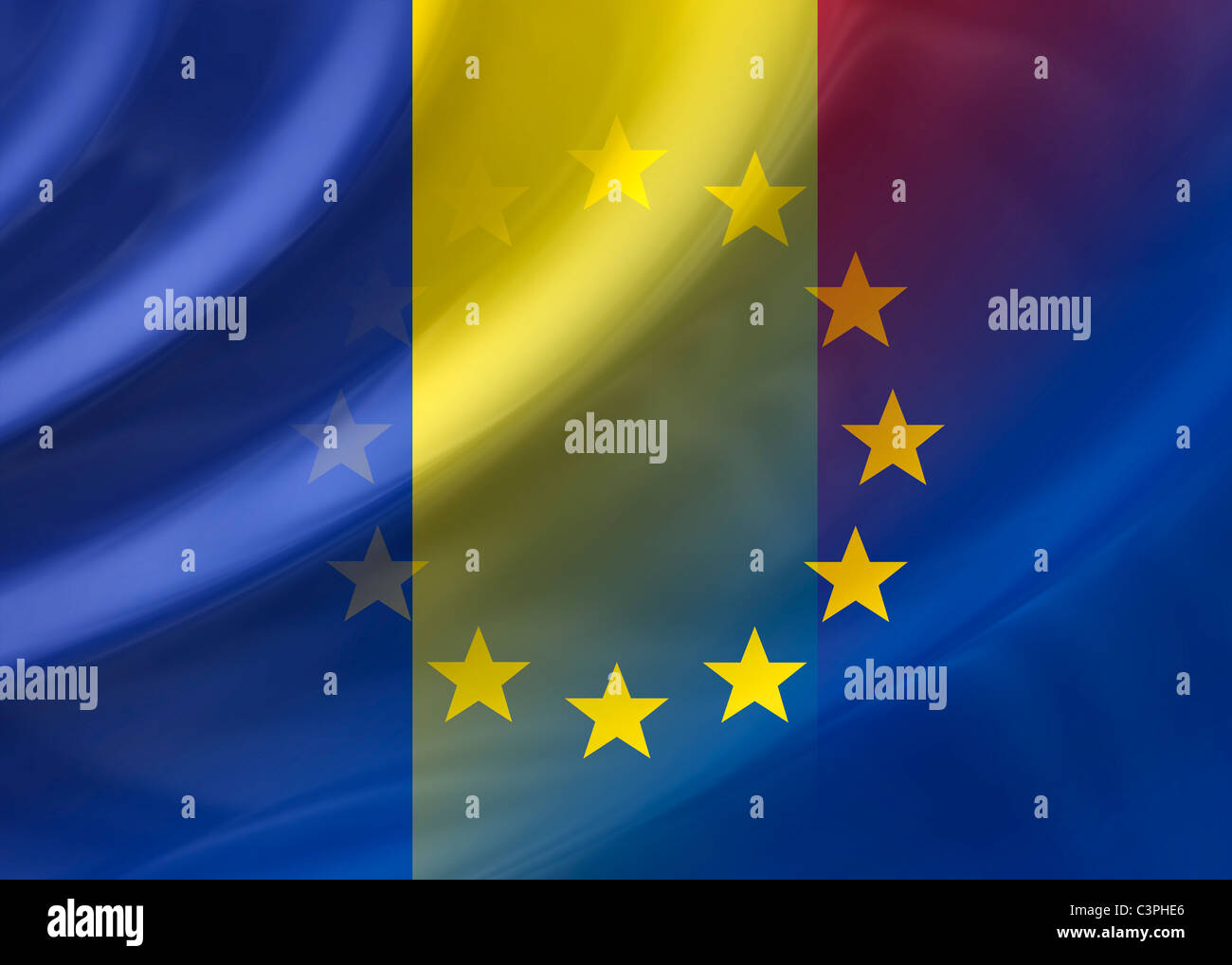 Romania and EU flag Stock Photo