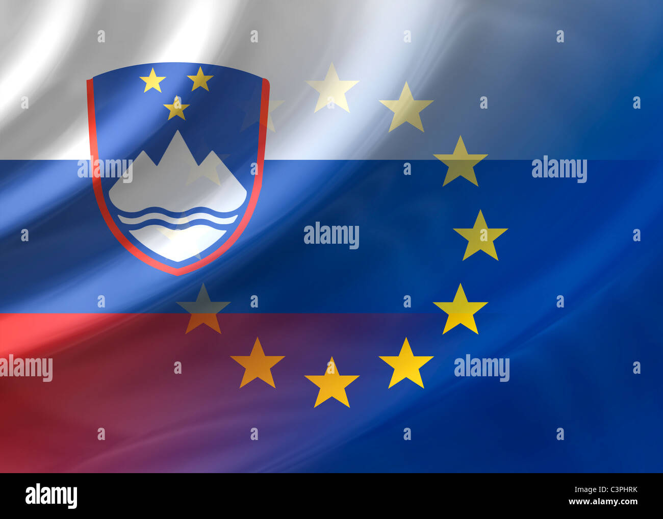 Slovenia and EU flag Stock Photo