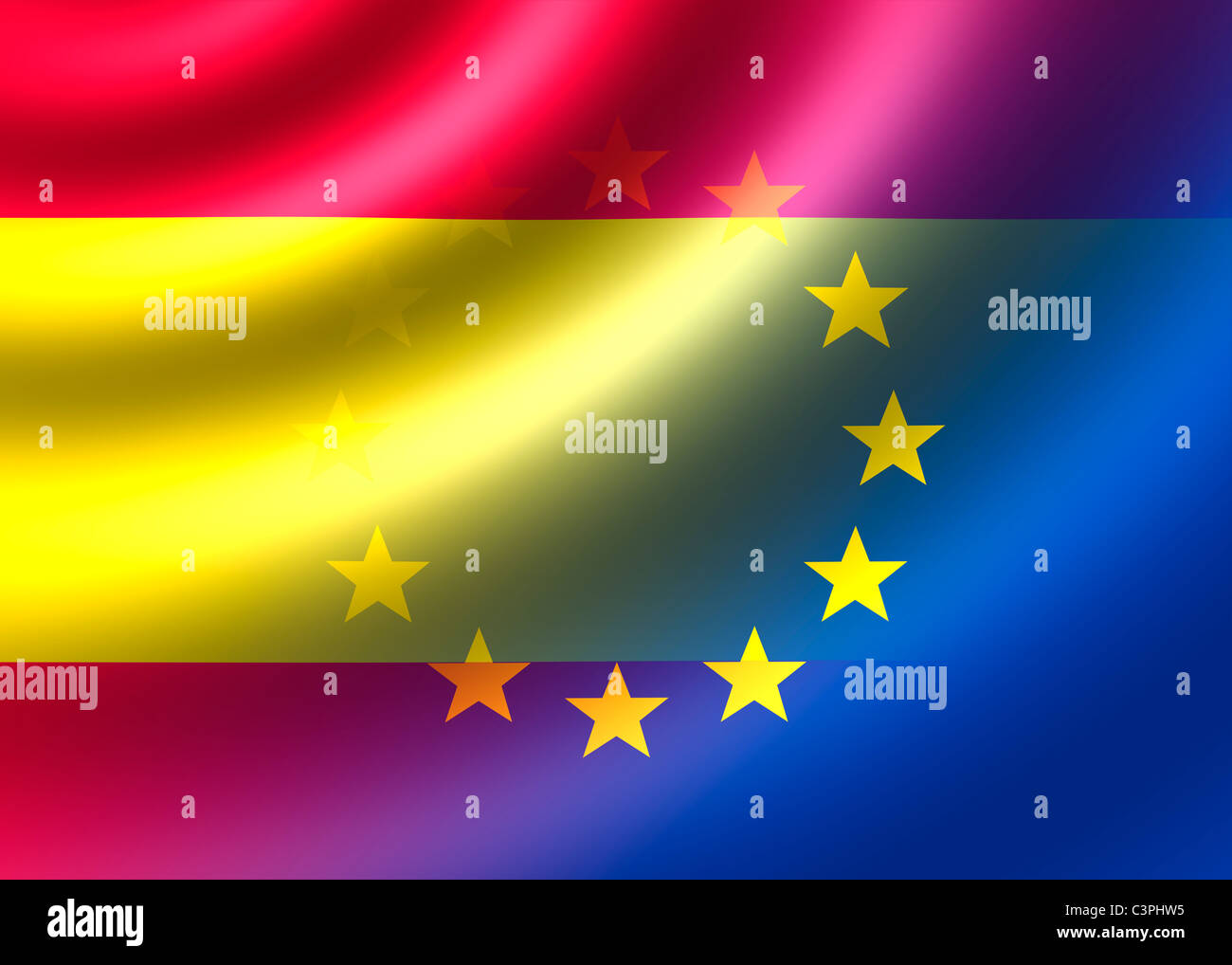 Spain and EU flag Stock Photo
