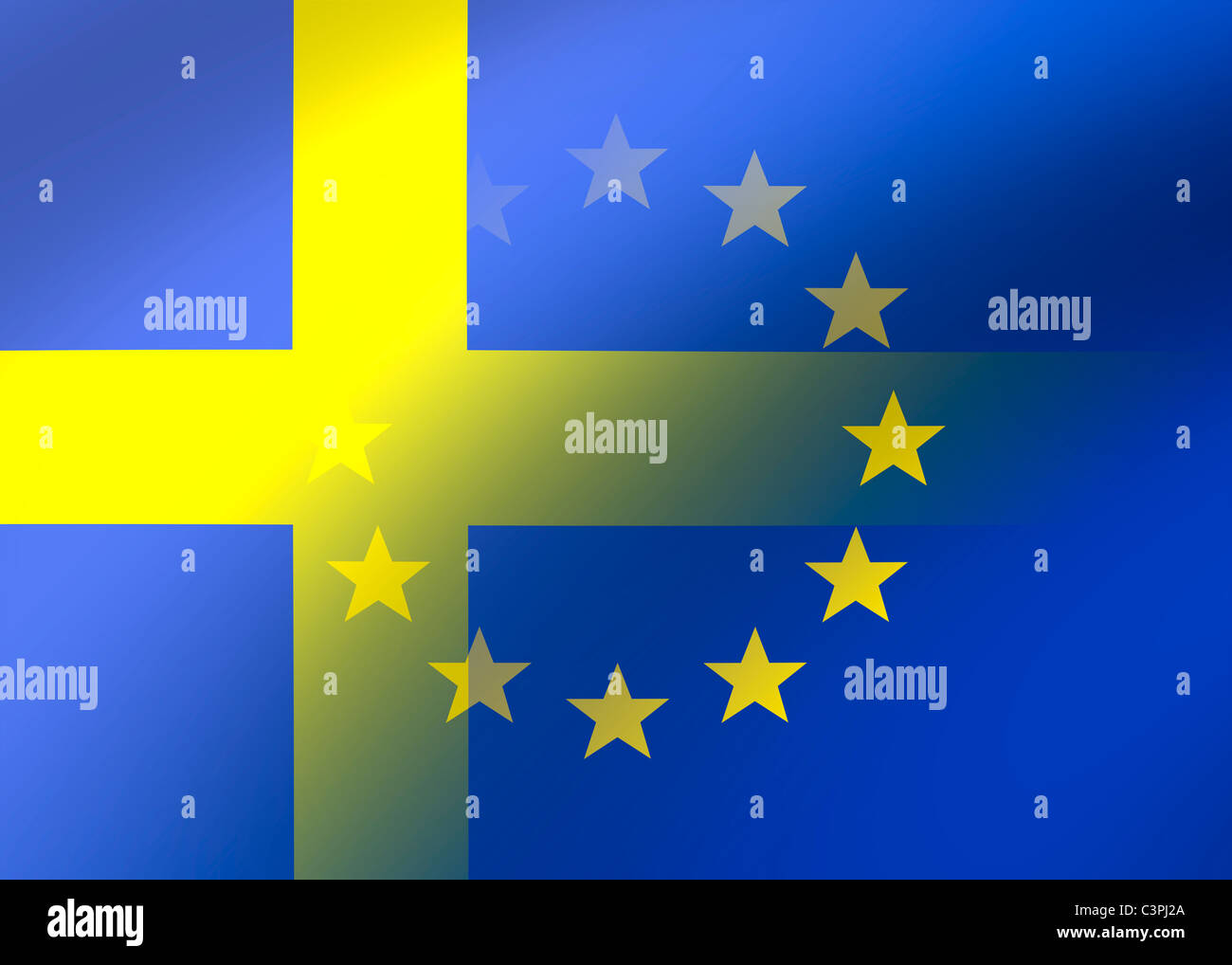 Sweden and EU flag Stock Photo