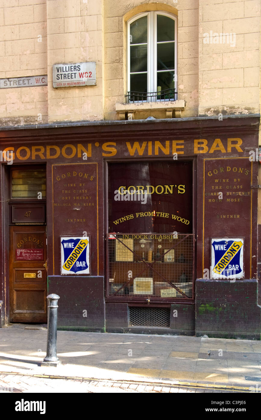 Villiers Street , landmark traditional Gordon's Wine Bar est 1890 , 1st