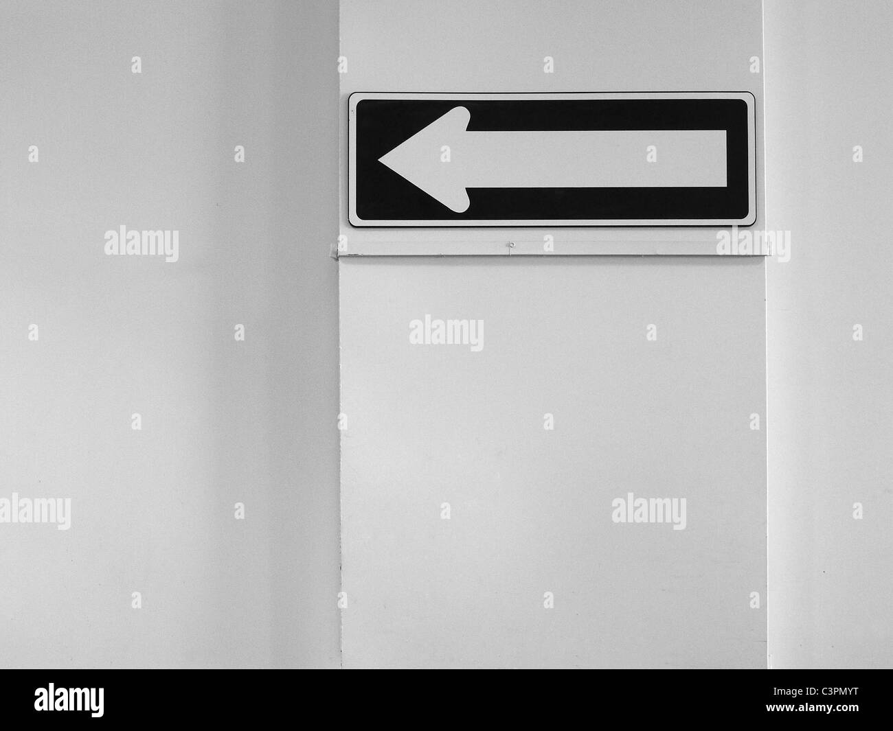 One way directional warning sign. Stock Photo