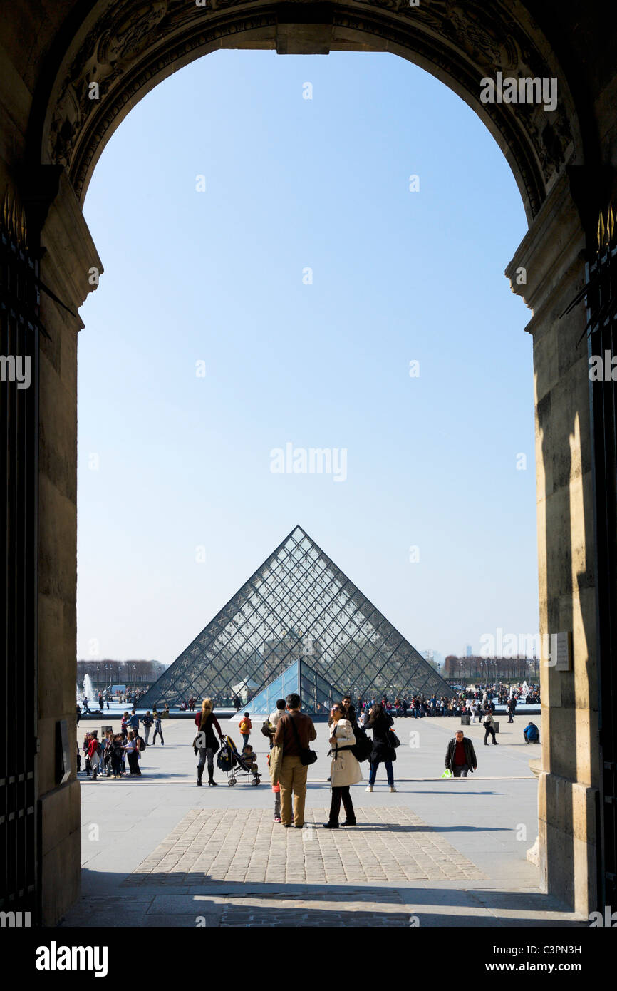 LOUVRE PYRAMID. The glass pyramid at the Musee du Louvre, Paris, France Stock Photo
