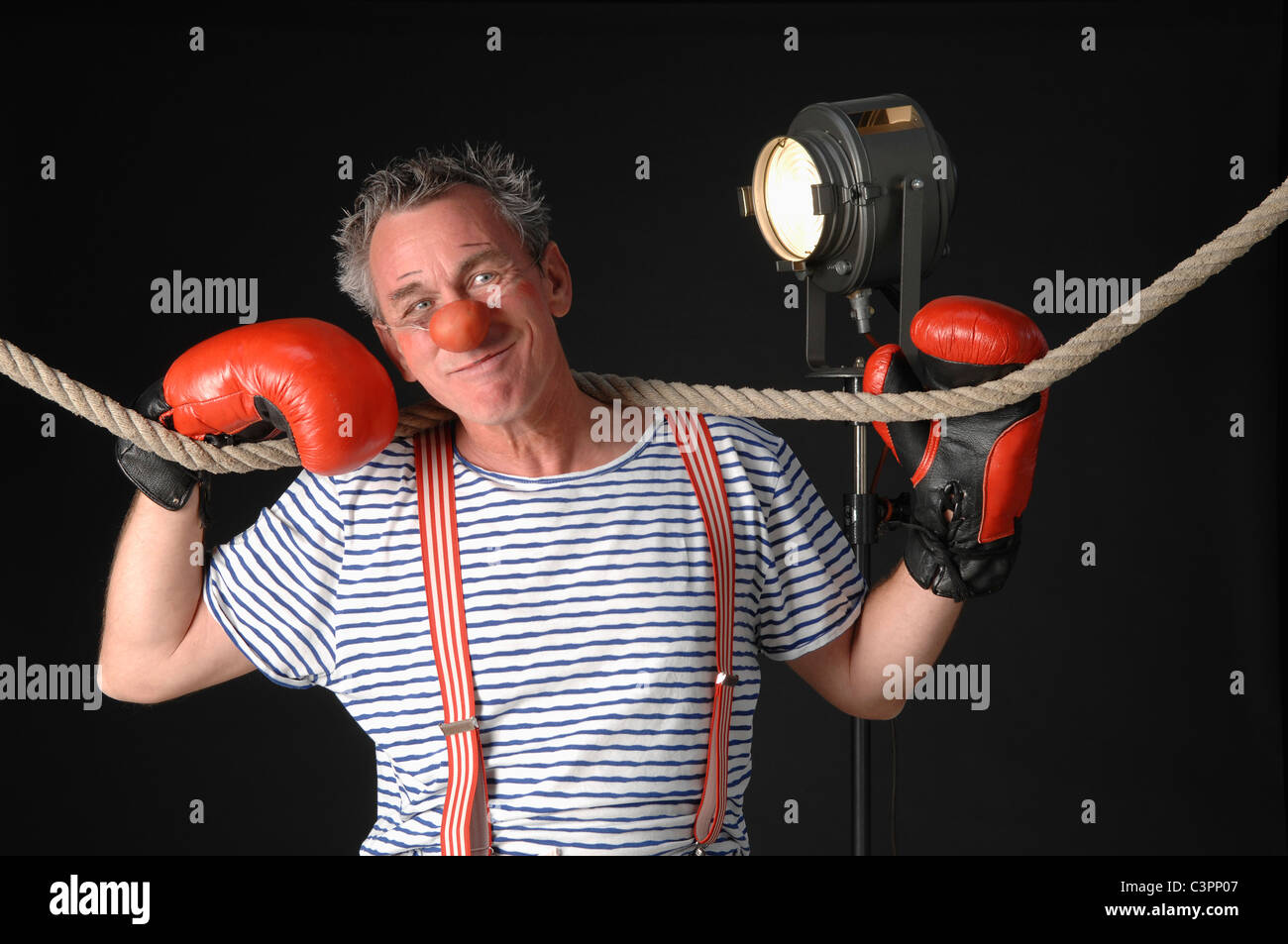 Boxer clown with boxing gloves, portrait Stock Photo - Alamy