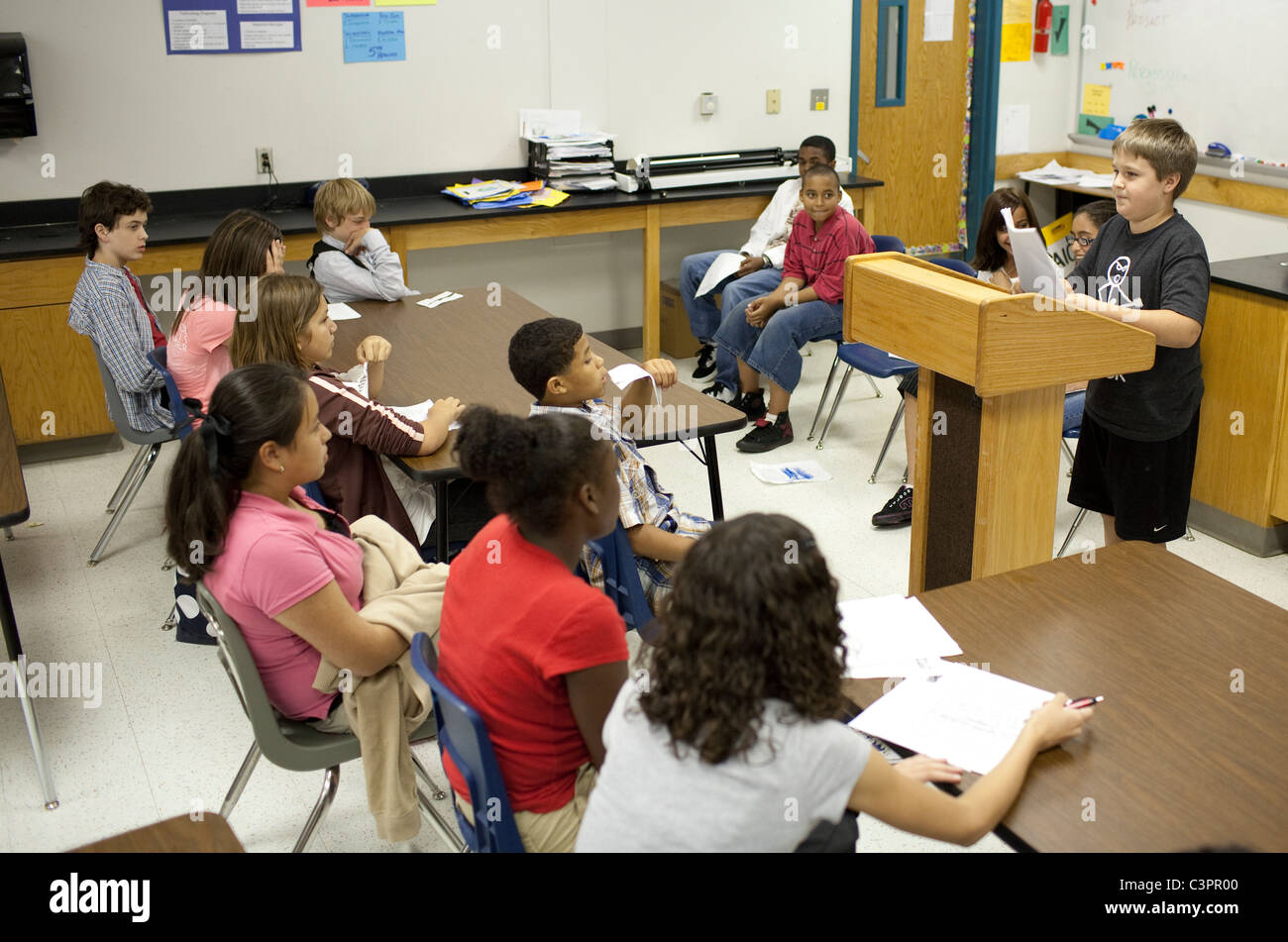 middle school classroom with students