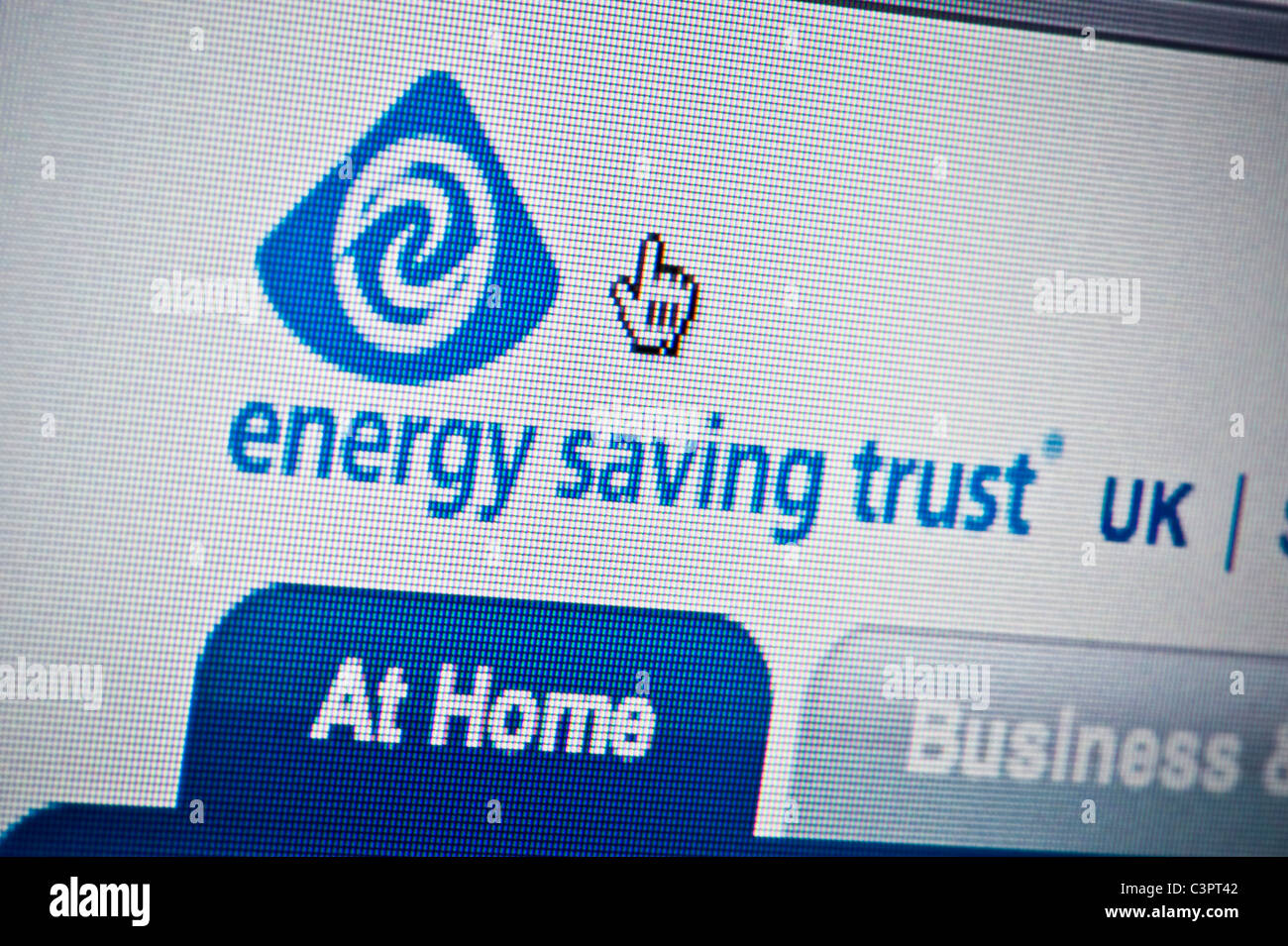 Close up of the Energy Saving Trust logo as seen on its website. (Editorial use only: print, TV, e-book and editorial website). Stock Photo