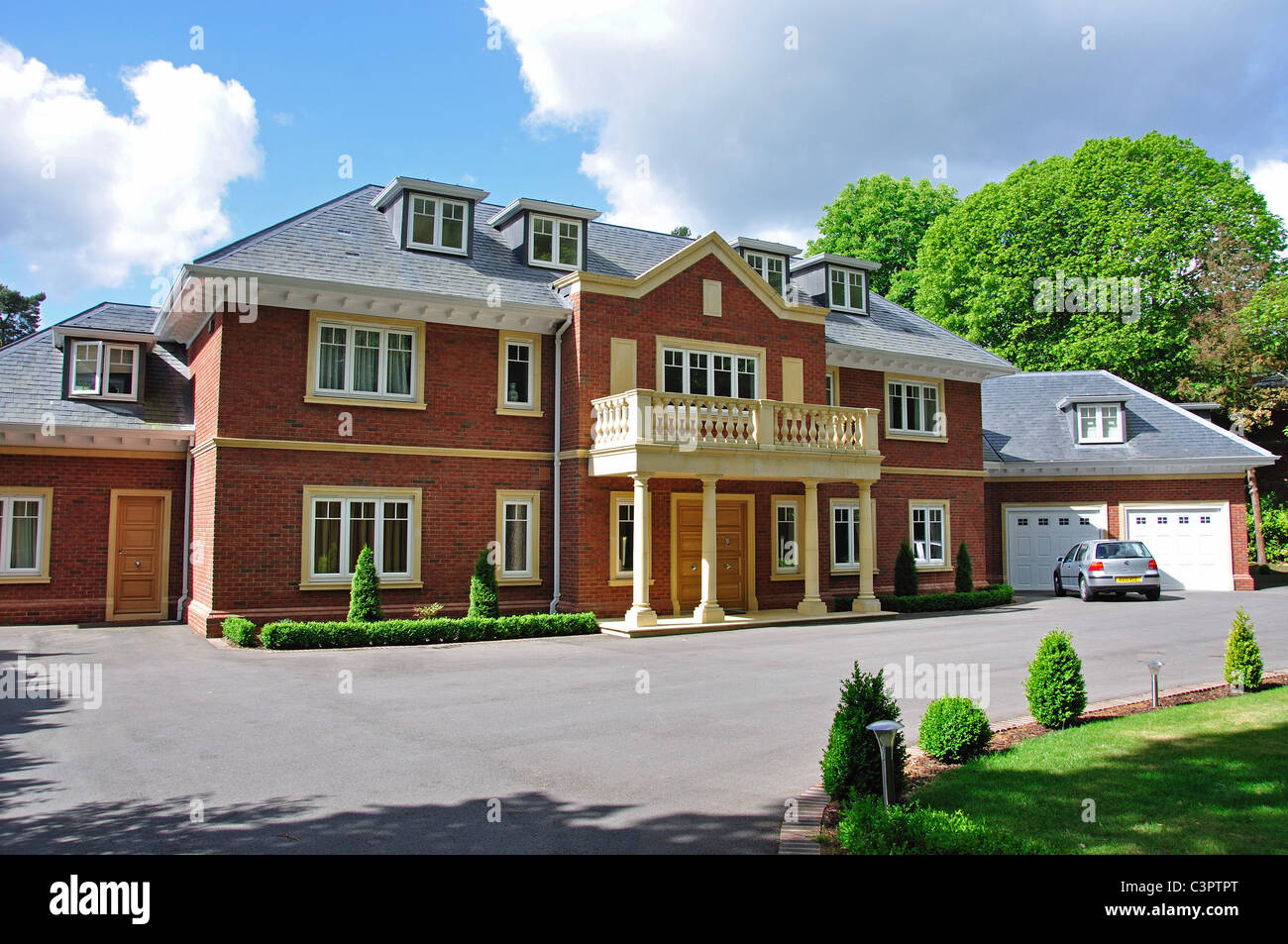 Large detached house, Christchurch Road, Virginia Water, Surrey, England, United Kingdom Stock Photo