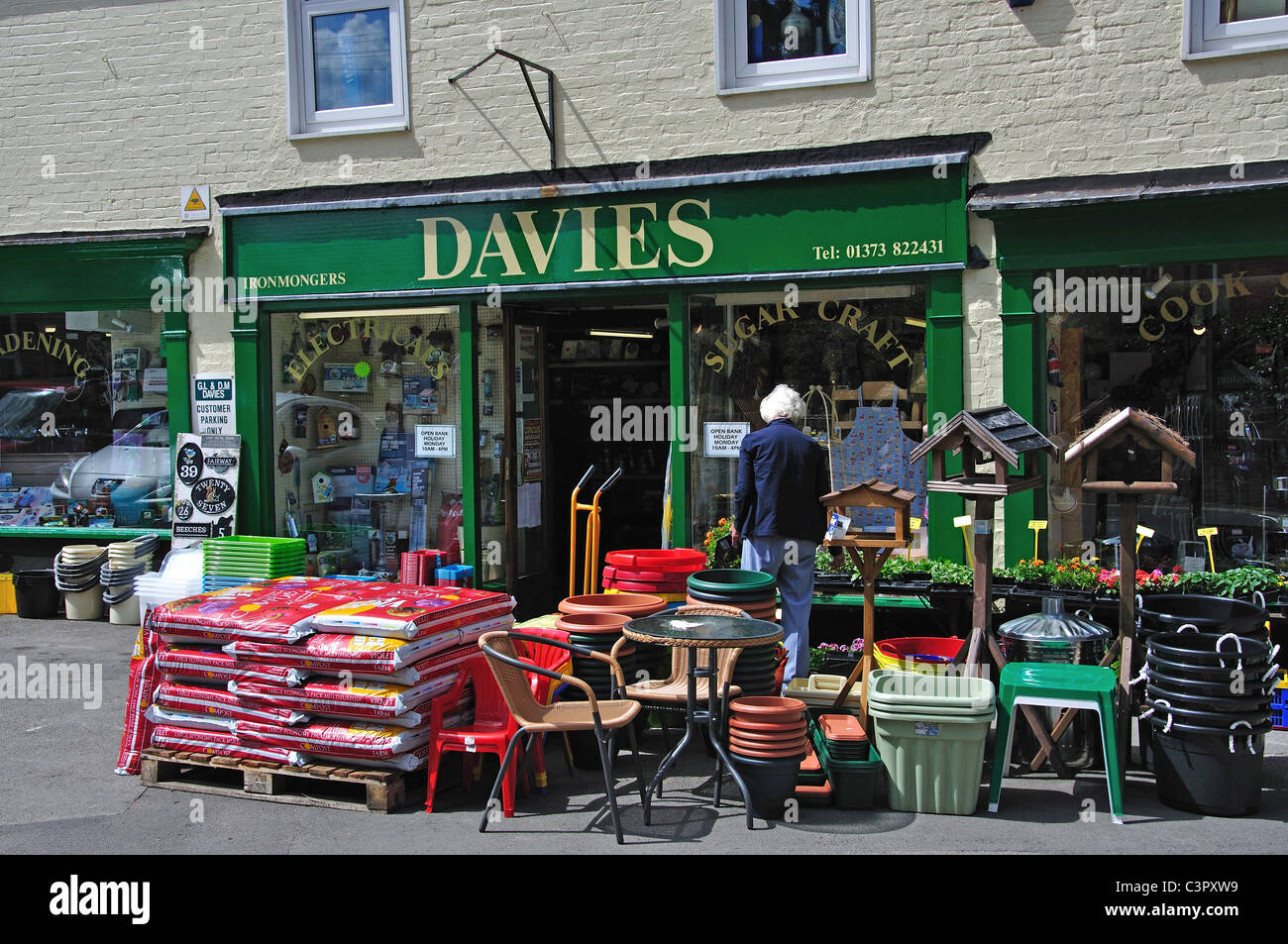 Davies Hardware Merchants & Ironmongers shop, Edward Street, Westbury, Wiltshire, England, United Kingdom Stock Photo