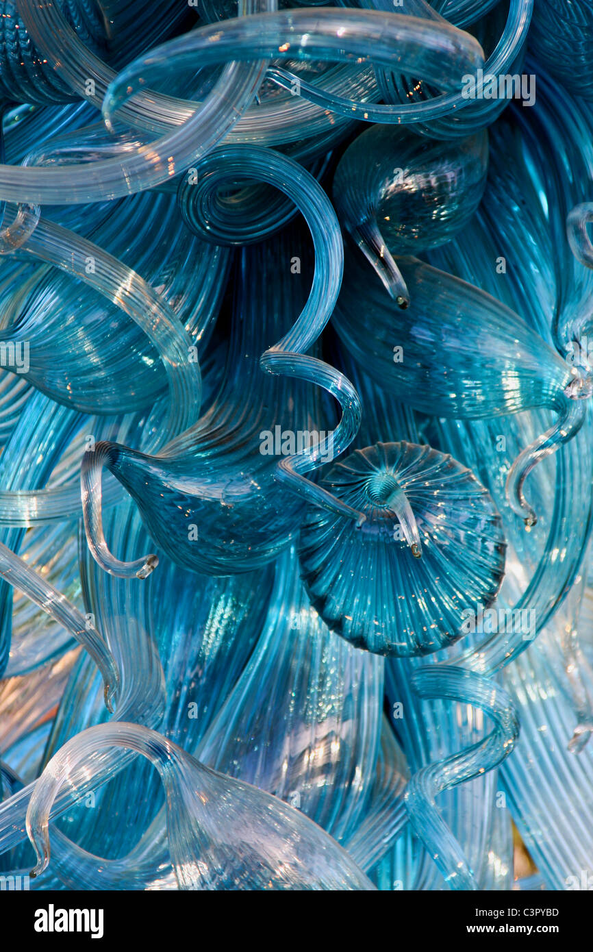 Colorful blue glass sculpture close up Stock Photo