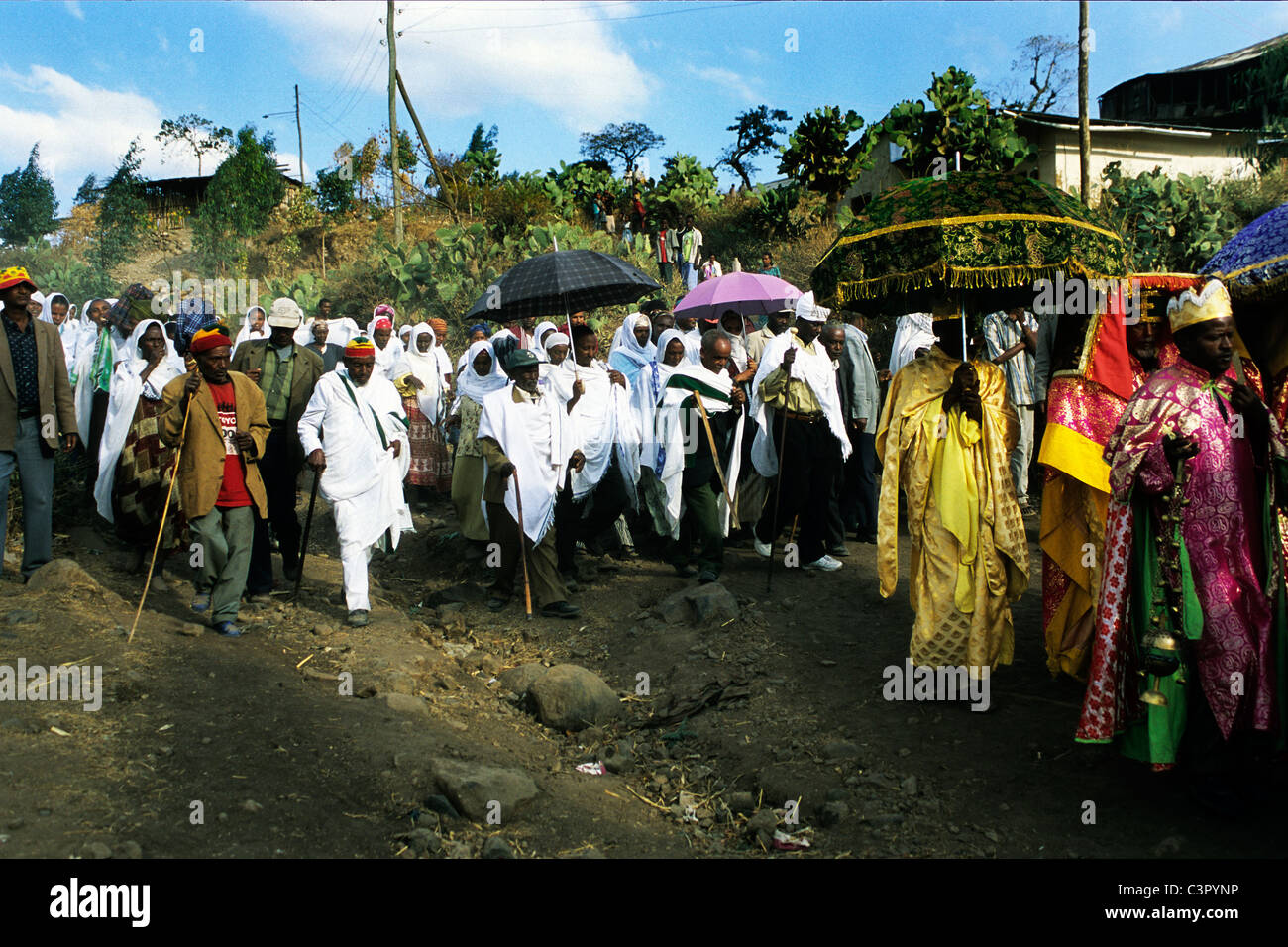 Timkat ( Ethiopian Orthodox Epiphany ) ceremony in Ethiopia Stock Photo