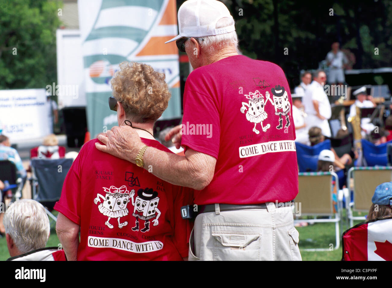 Elderly couple wearing t shirt message hi-res stock photography and images  - Alamy