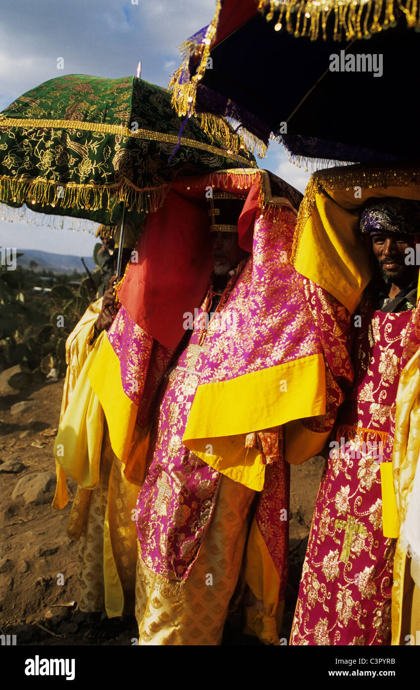Timkat ( Ethiopian Orthodox Epiphany ) ceremony in Ethiopia. Stock Photo