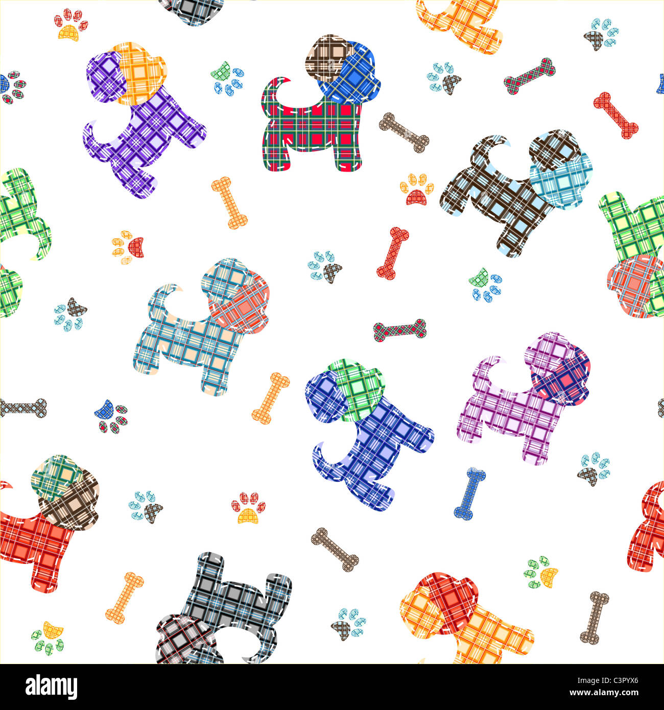 Plaid dogs seamless background illustration Stock Photo - Alamy