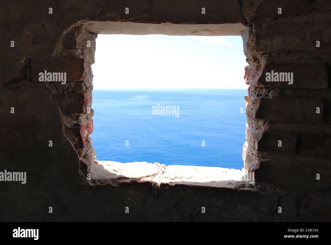 Castle, sea, window, Dubrovnik. Stock Photo