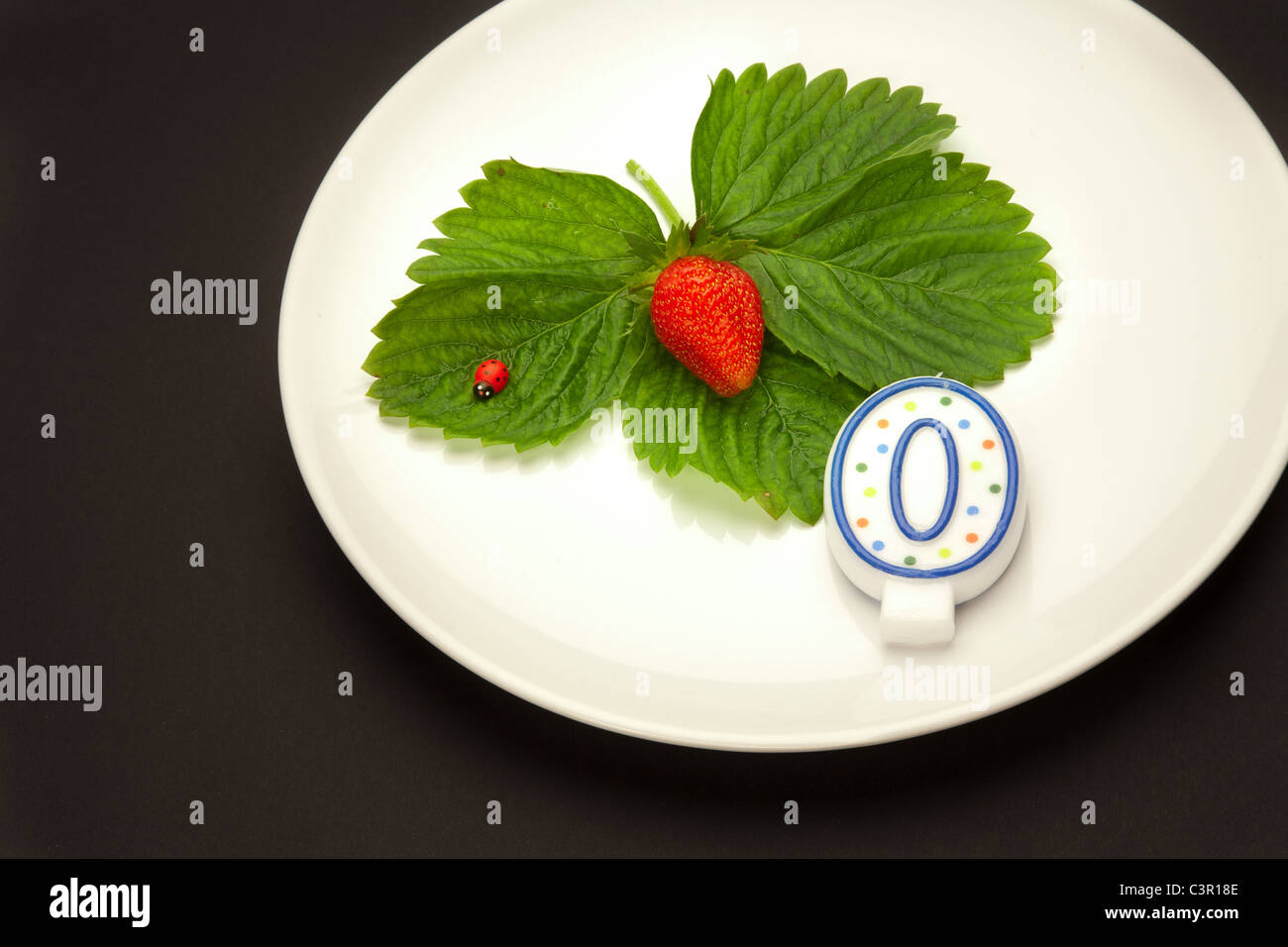 Concept of birthday (red strawberry, candles Stock Photo - Alamy