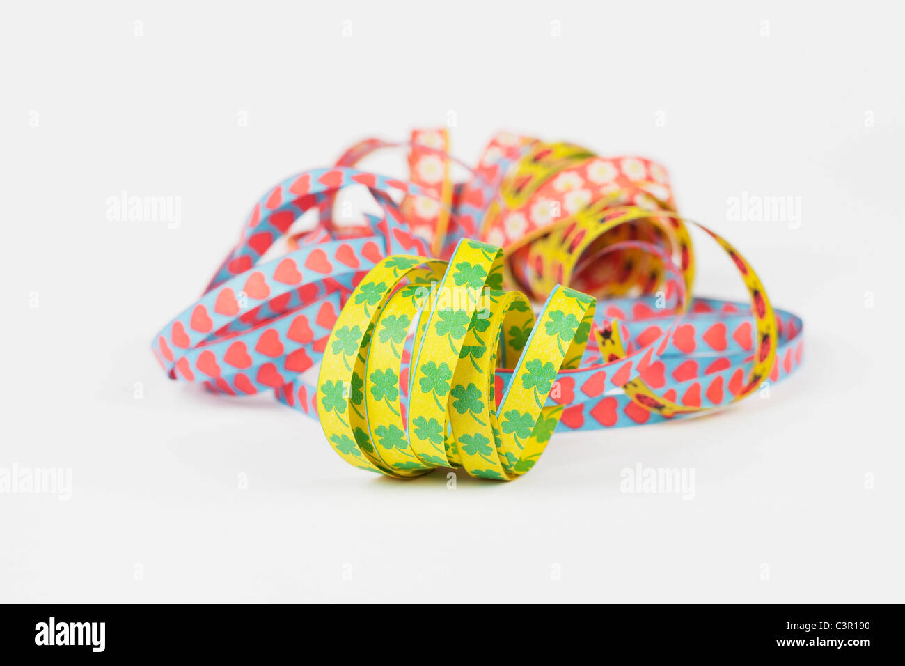 Variety of streamer on white background Stock Photo Alamy