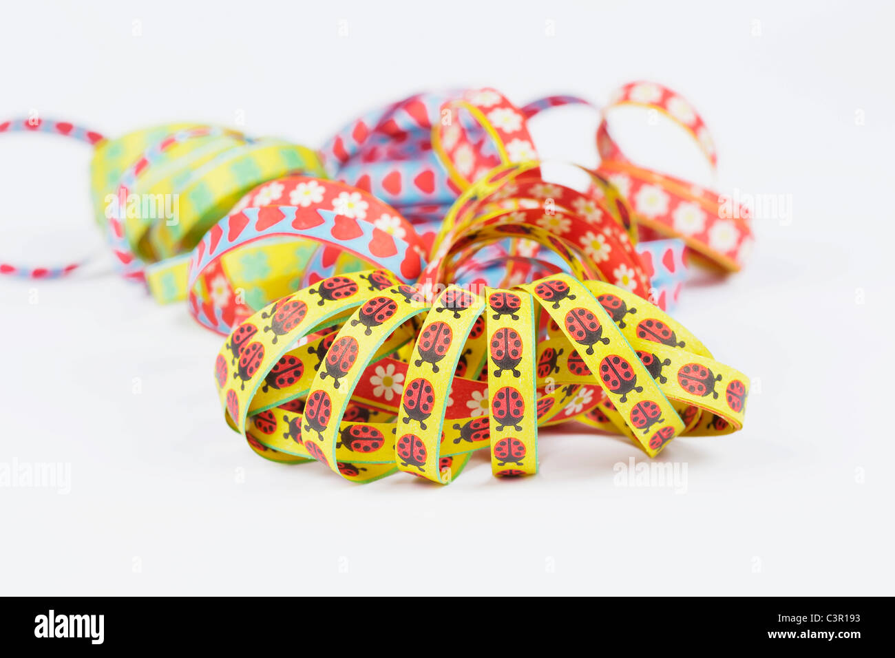 Variety of streamer on white background Stock Photo Alamy