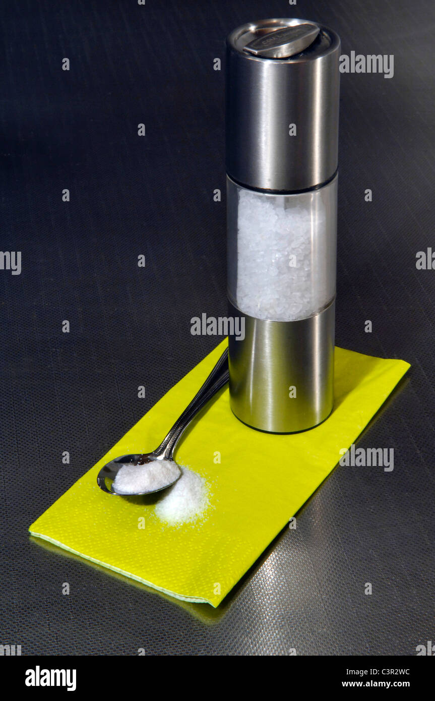 Salt grinder with sea salt Stock Photo Alamy