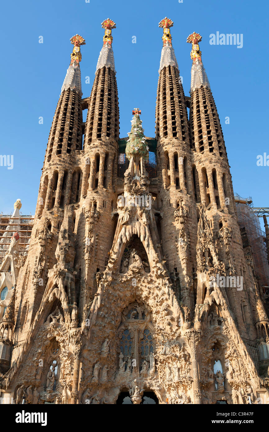Spain, Catalonia, Barcelona, Sagrada Familia by Architect Antonio Gaudi listed as World Heritage by UNESCO Stock Photo