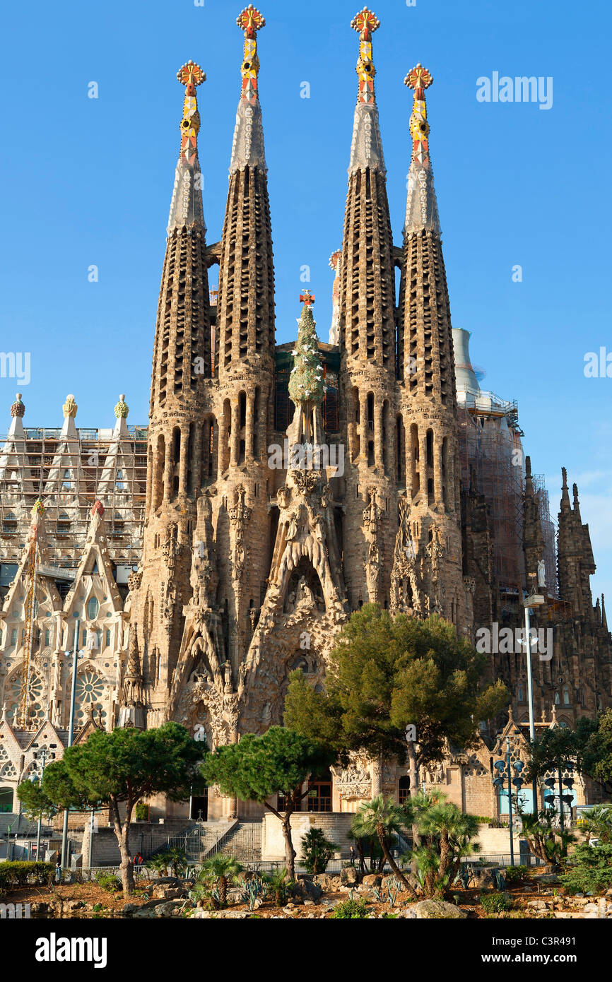 Spain, Catalonia, Barcelona, Sagrada Familia by Architect Antonio Gaudi listed as World Heritage by UNESCO Stock Photo